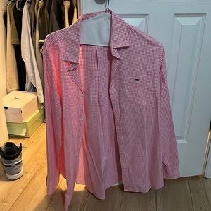 Men’s large classic fit pink checkered vineyard vines button up shirt brand new